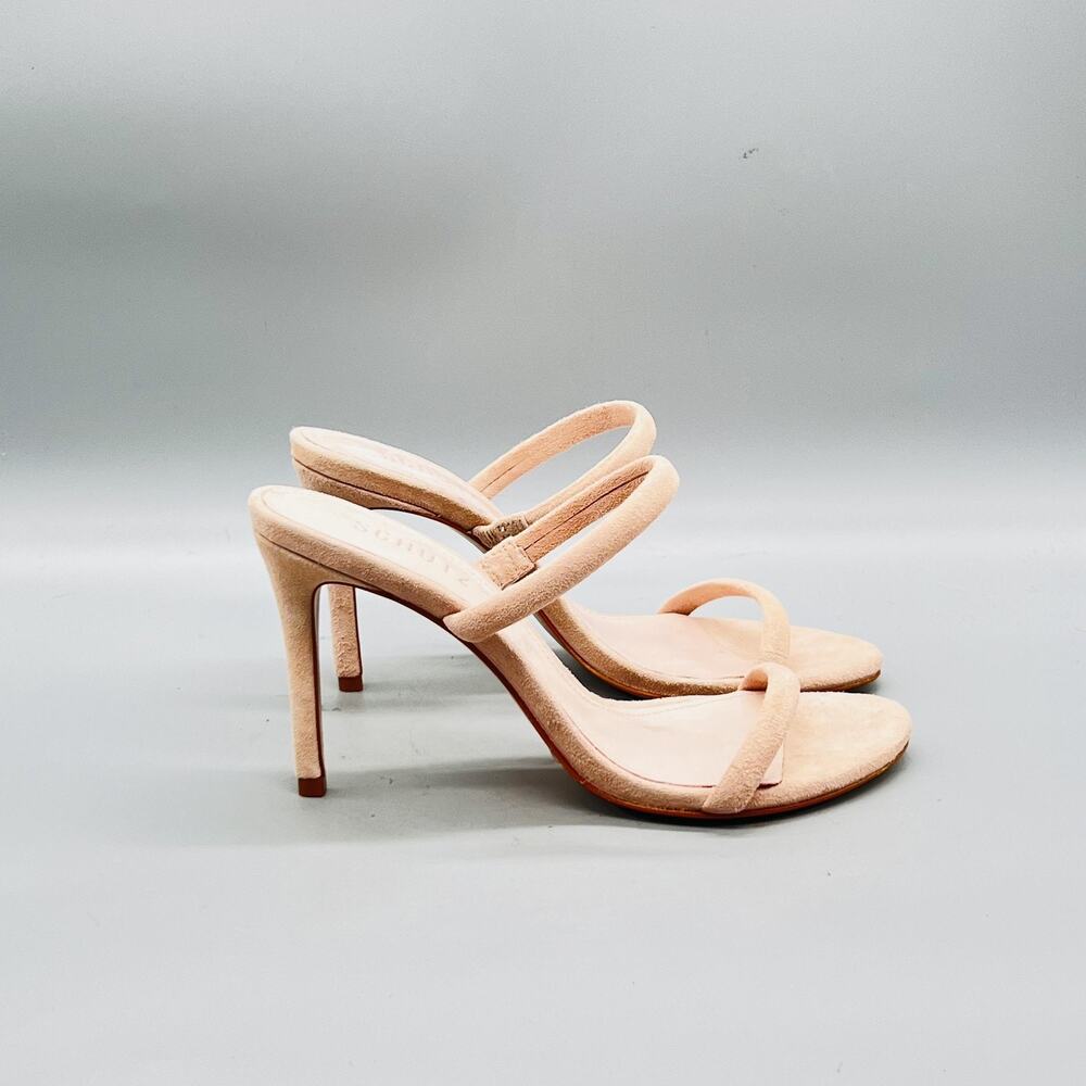 SCHUTZ Blush Pink Suede Strappy Stiletto Heels